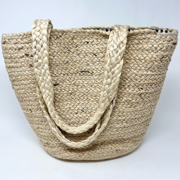 J. Jill Sand and Sea Natural Jute Beach Bag Embroidered Tote Fully Lined - Picture 7 of 10